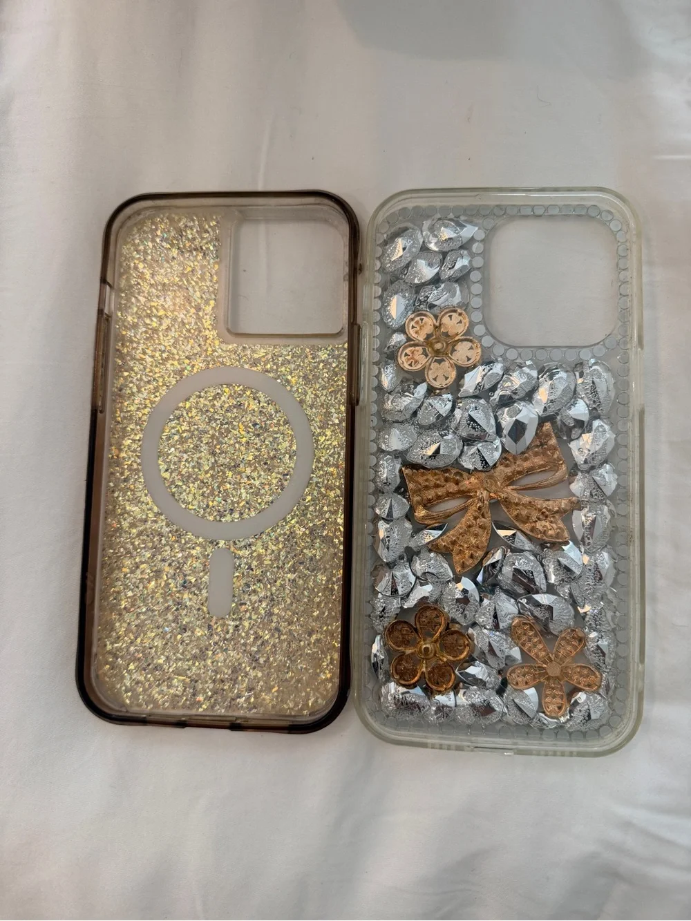 case-mate Gold Glitter MagSafe Case & Crystal Bow Embellished Case